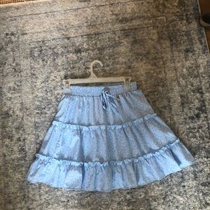 light blue floral skirt